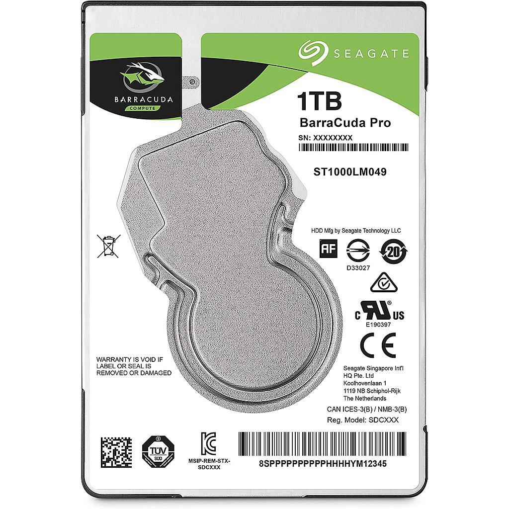 Disco duro Interno Seagate Barracuda 1TB / 2.5" / 7200RPM / BULK