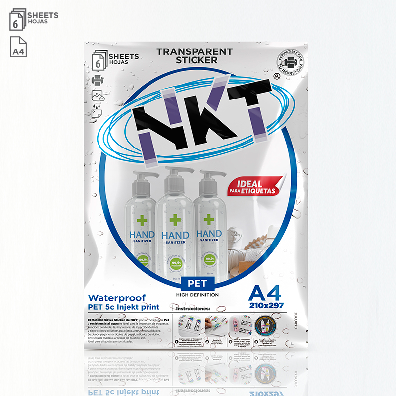 Papel Adhesivo A4 Transparente GLOSSY /6H