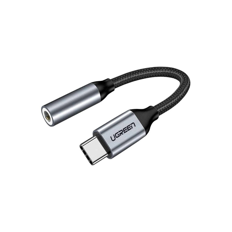 Cable Audio USB-C A 3.5mm Hembra 10cm Gris Av142 Ugreen