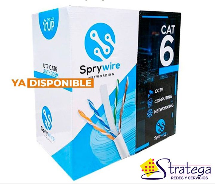 Bobina de Cable de Red SPRYWIRE UTP Cat6 Interior