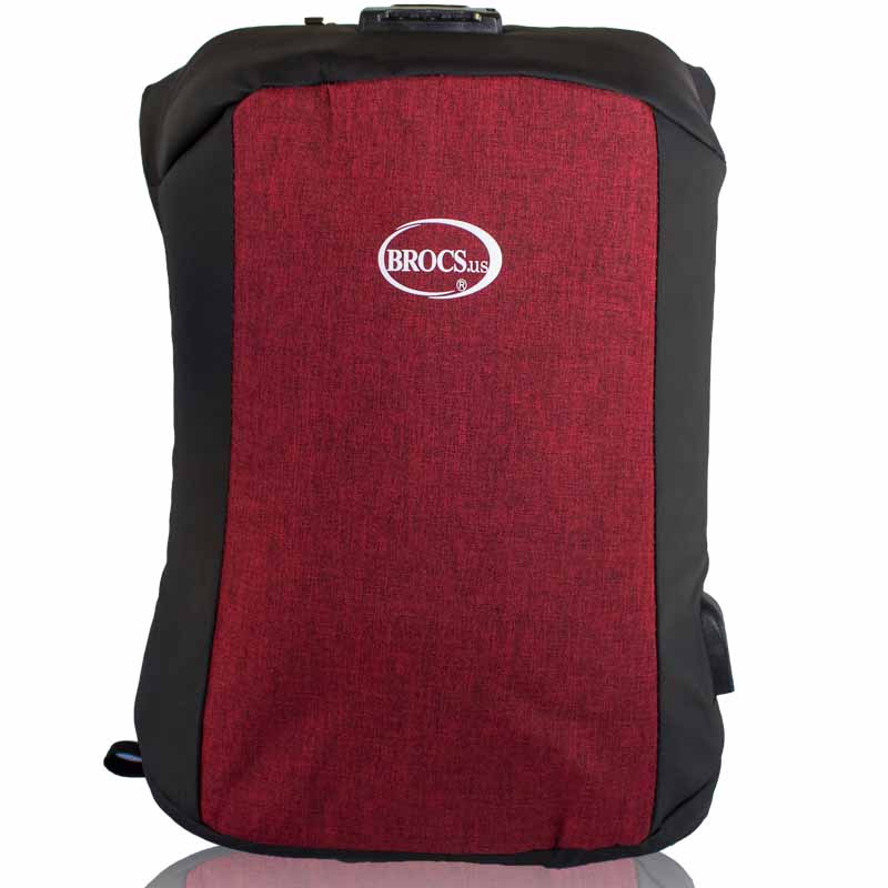 Mochila BROCS YS-B014 Semi-Impermeable Rojo/Negro(puerto USB y CERROJO)