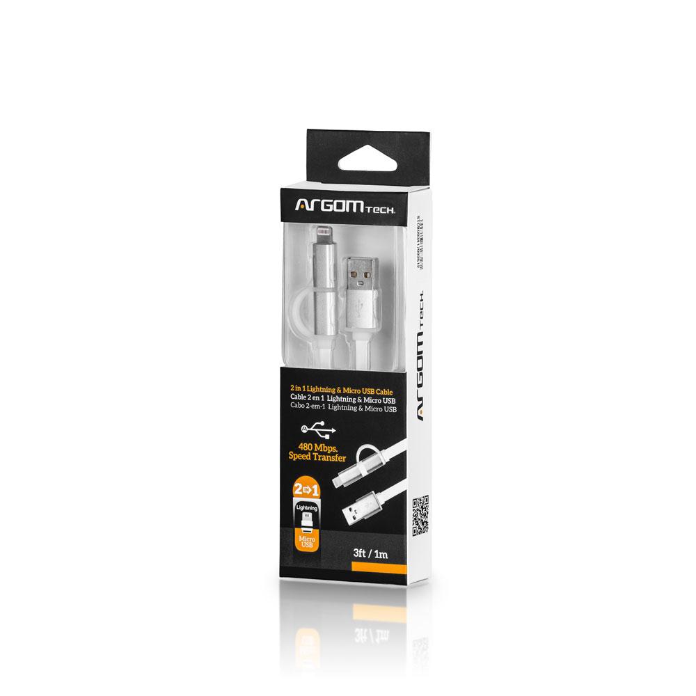 Cable Argom 2 en 1 Lightning / Micro USB