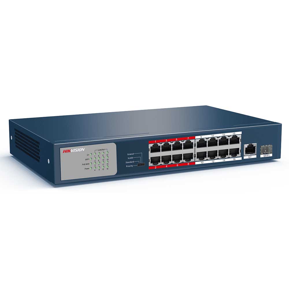 Switch HIKVISION de 16 puertos / POE / No administrable